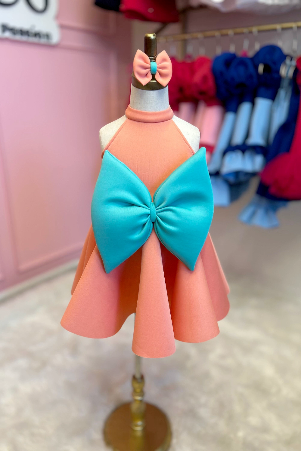Sweet Bow Peach and Mint Green
