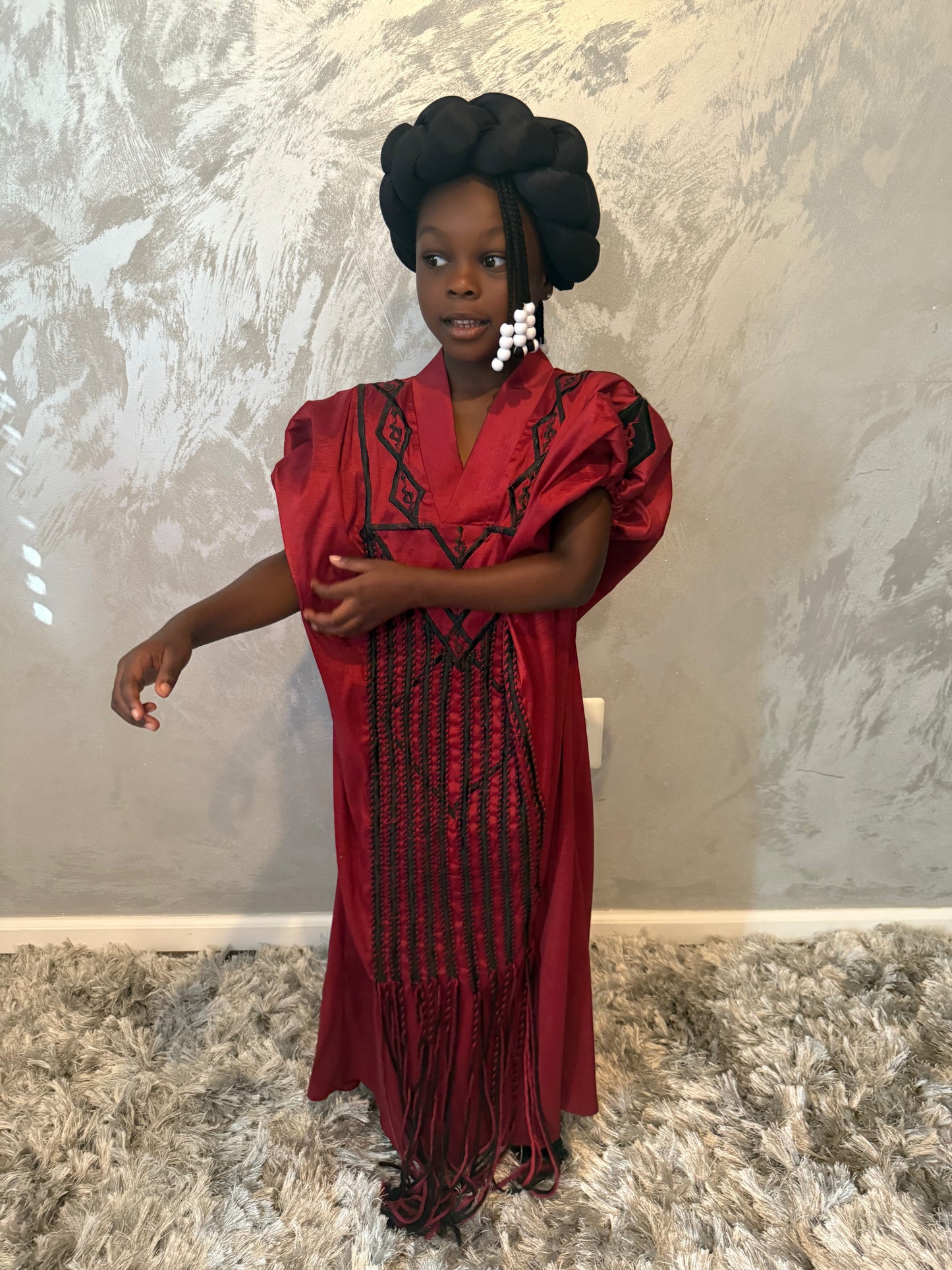 Children's Aztec Kaftan in Maroon
