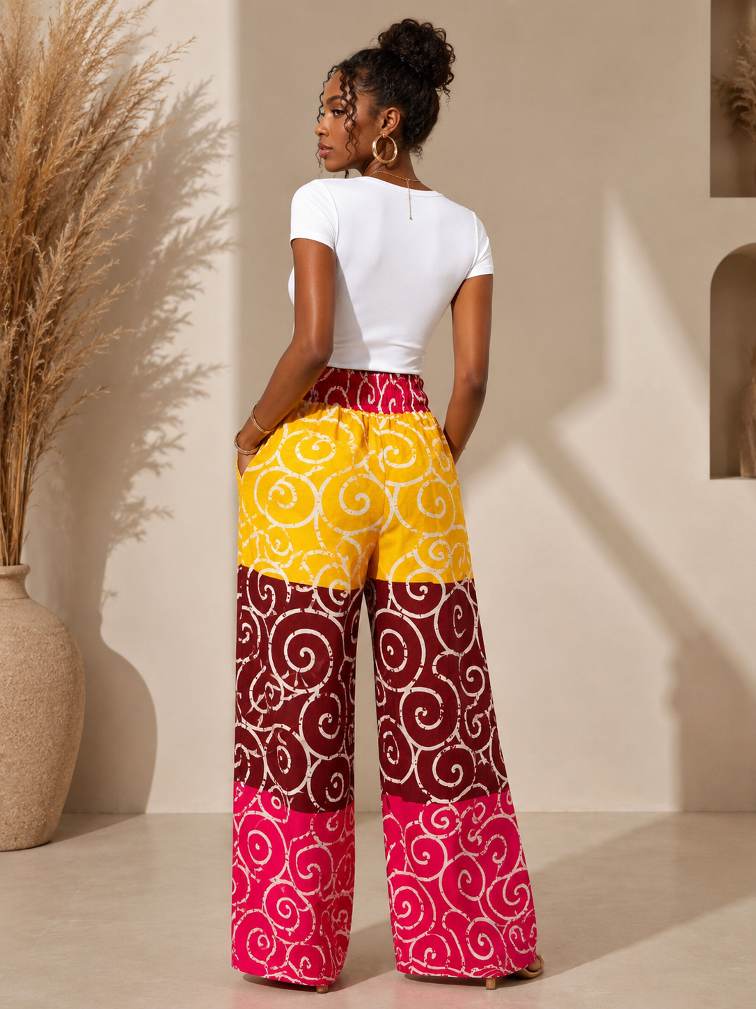 Women’s Women’s Multicolor Ankara Print Wide-Leg Pants