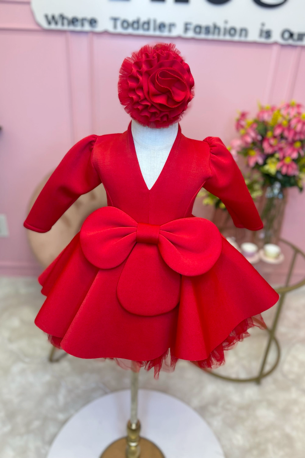 Red First Lady Dress | Luxury Holiday Toddler Dress