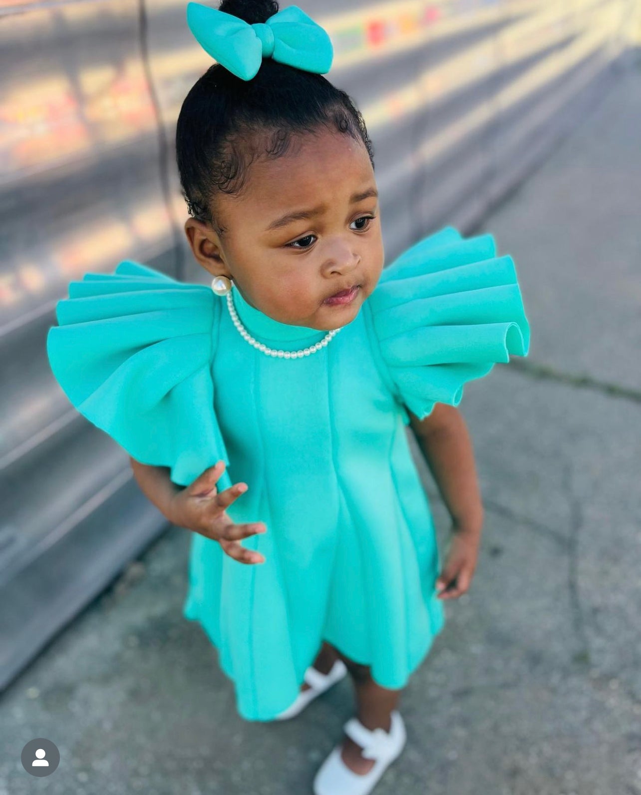 Ruffled Puff Sleeve Dress With Matching Hair Piece