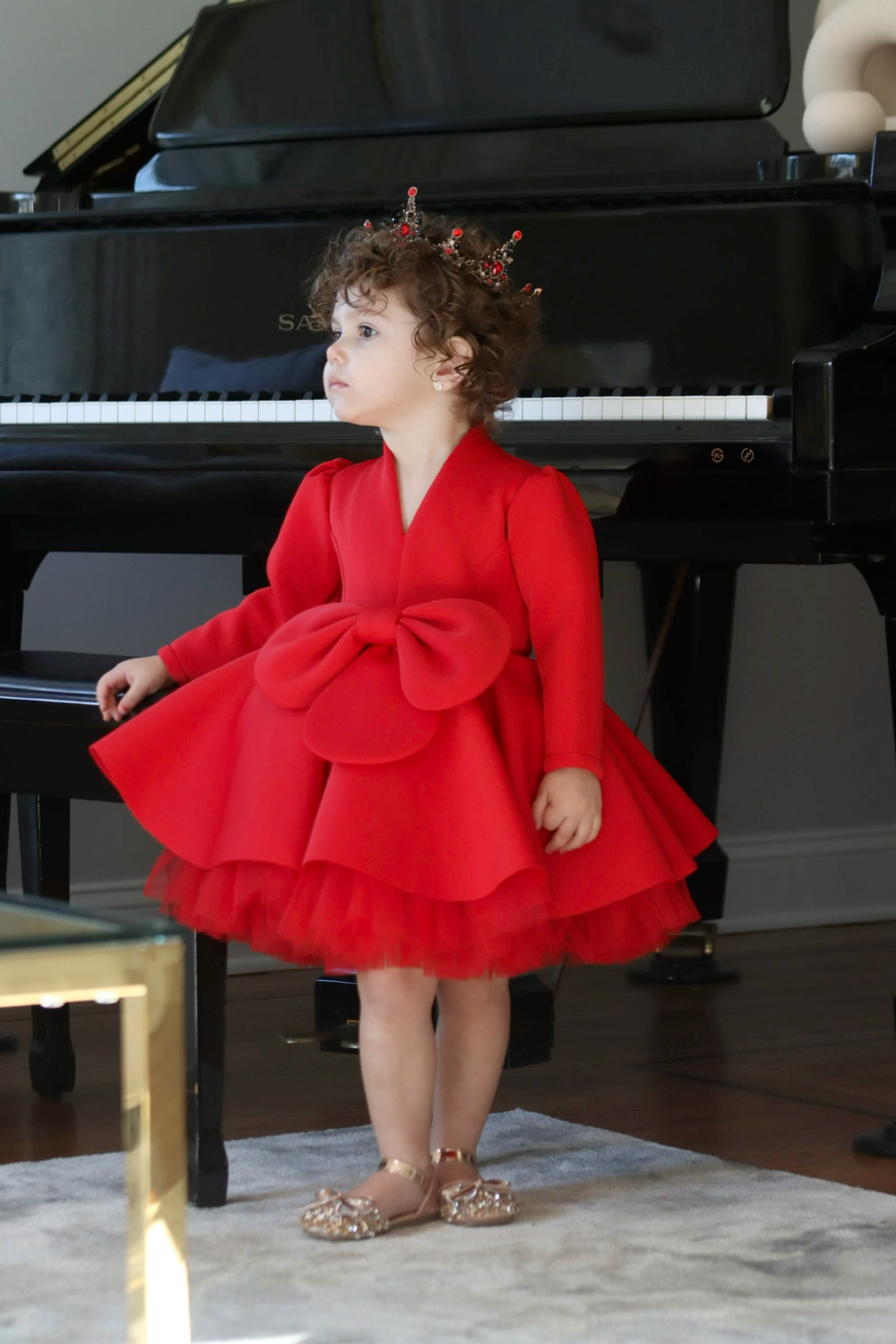 Red First Lady Dress | Luxury Holiday Toddler Dress