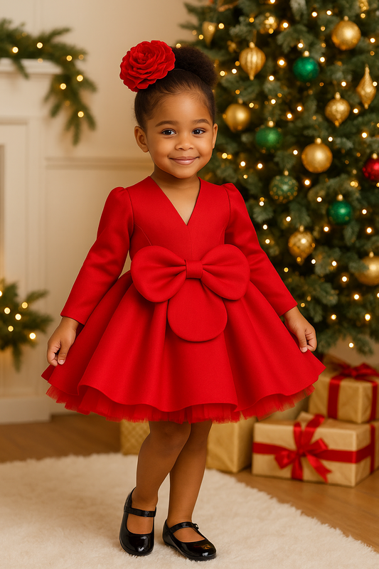 Red First Lady Dress | Luxury Holiday Toddler Dress