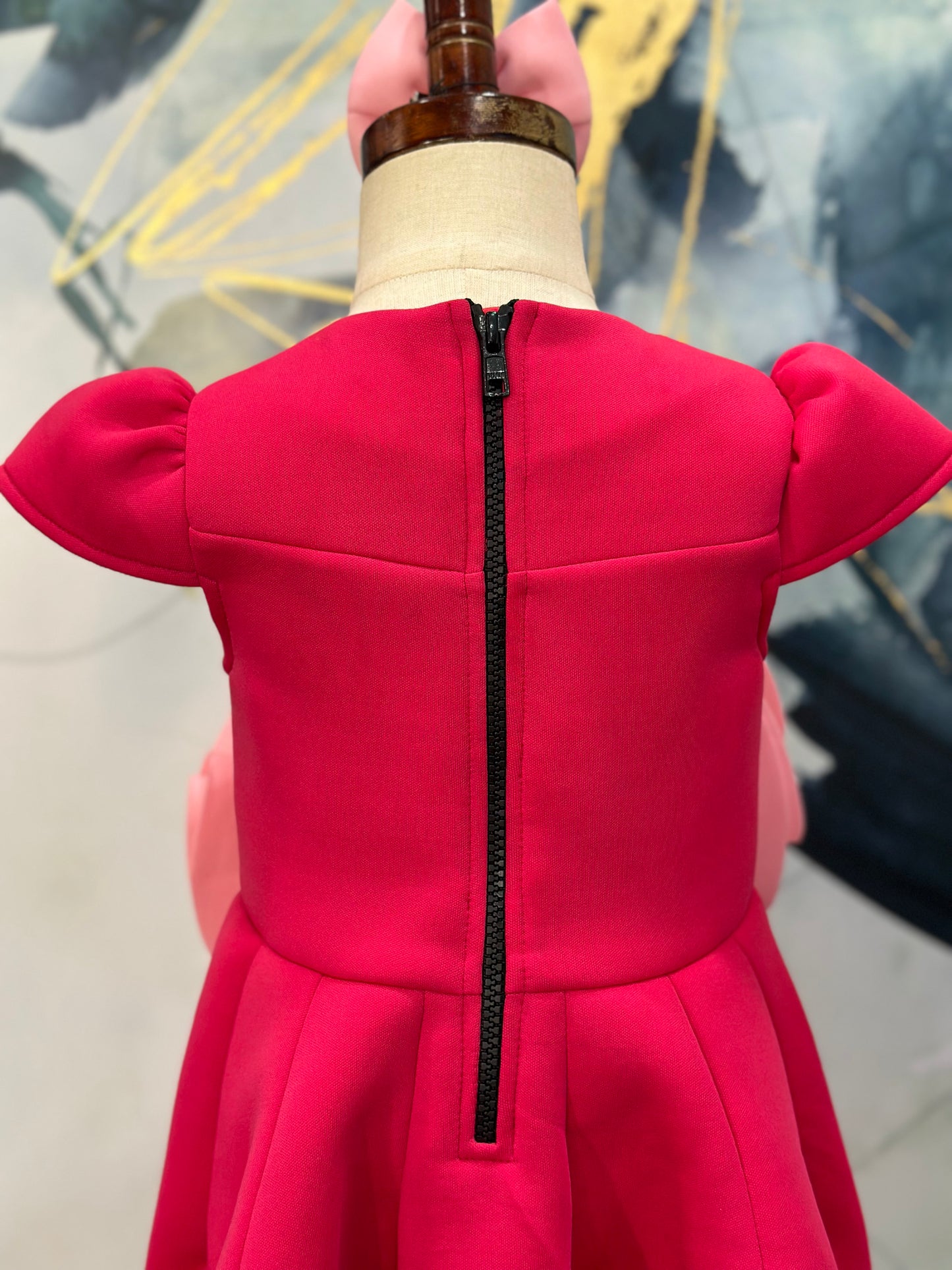Fuchsia Pink Blossom Baby Doll Dress