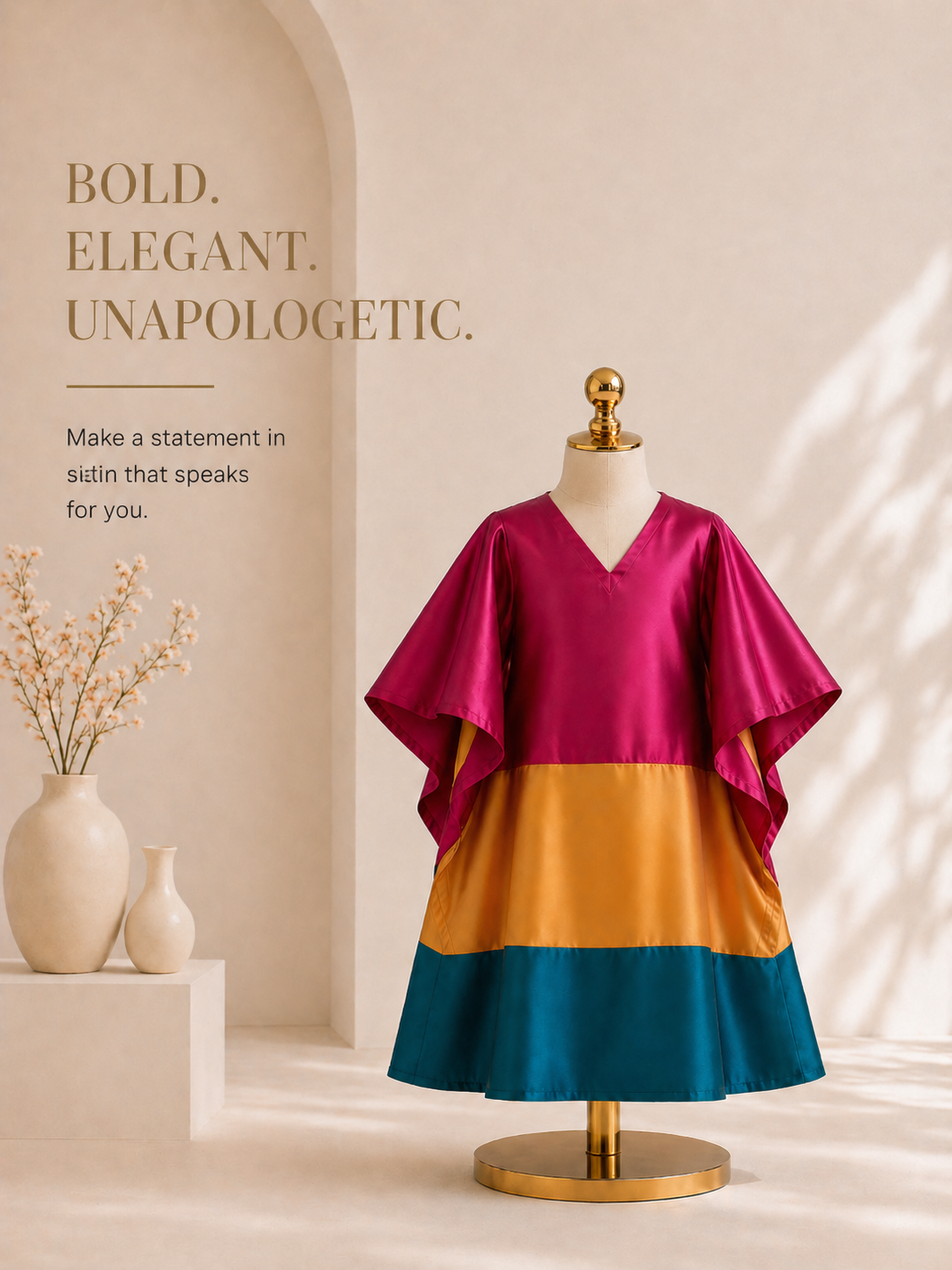Aura Kids Silk Kaftan Dress for Girls