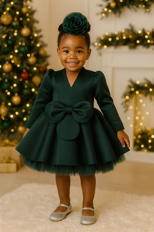 Emerald Green First Lady Dress | Luxury Holiday Toddler Dress