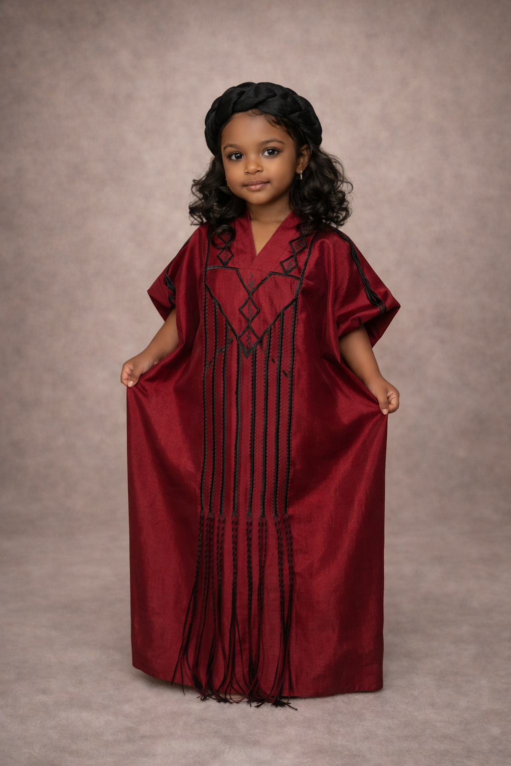 Children's Aztec Kaftan in Maroon