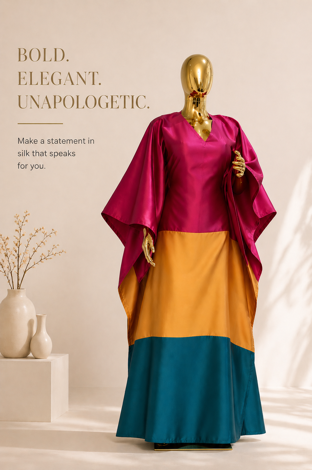 Aura color block mikado Kaftan Dress
