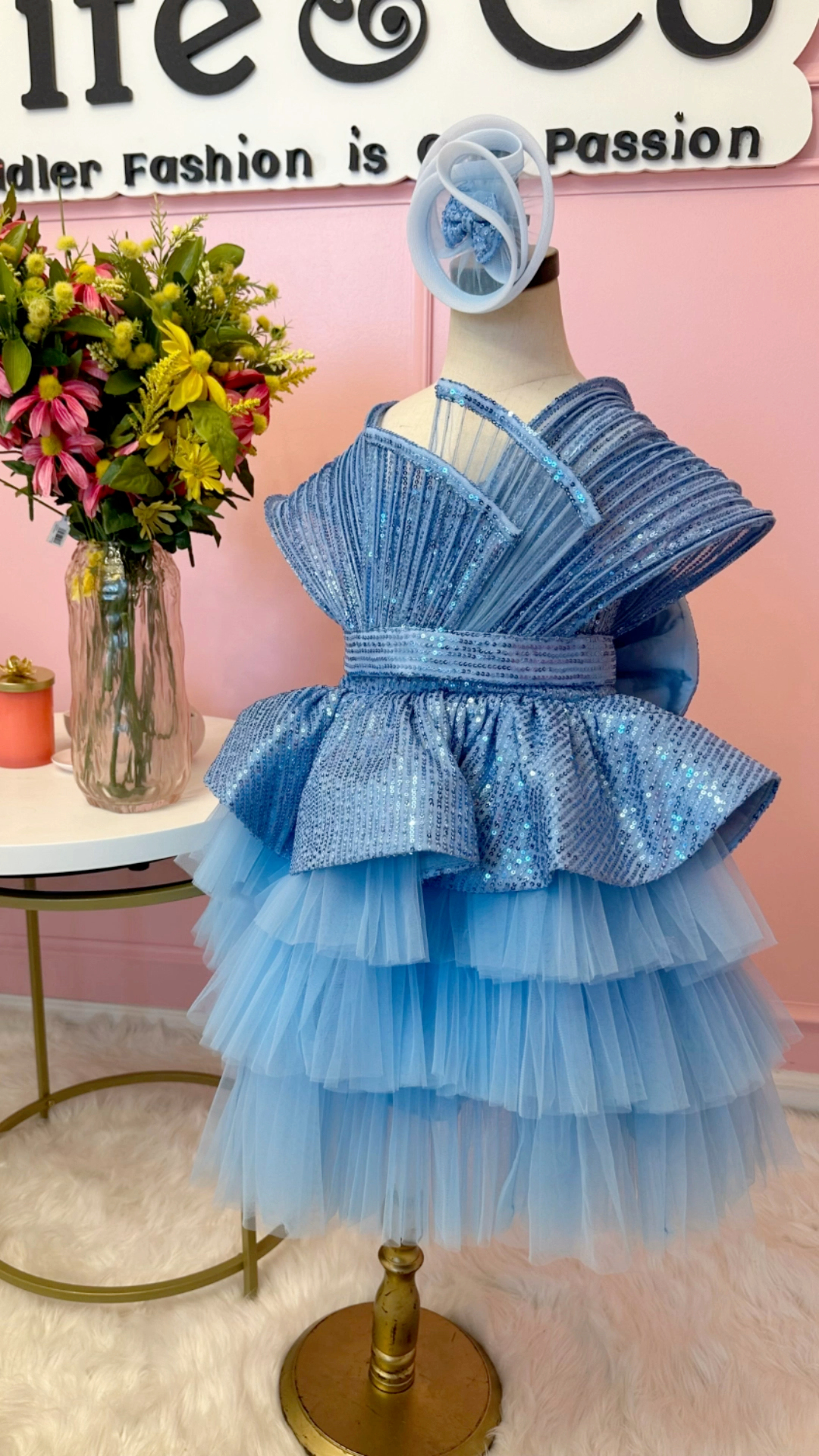 Sequin Shimmer High-Low Princess Dress