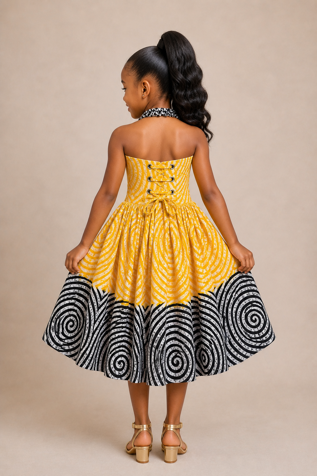 Zuri Kids Yellow and Black Dress – Ankara Dress for Girls