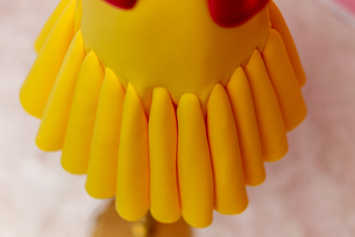 Pleated Bottom of Fuchsia pink and yellow bow twirl dress