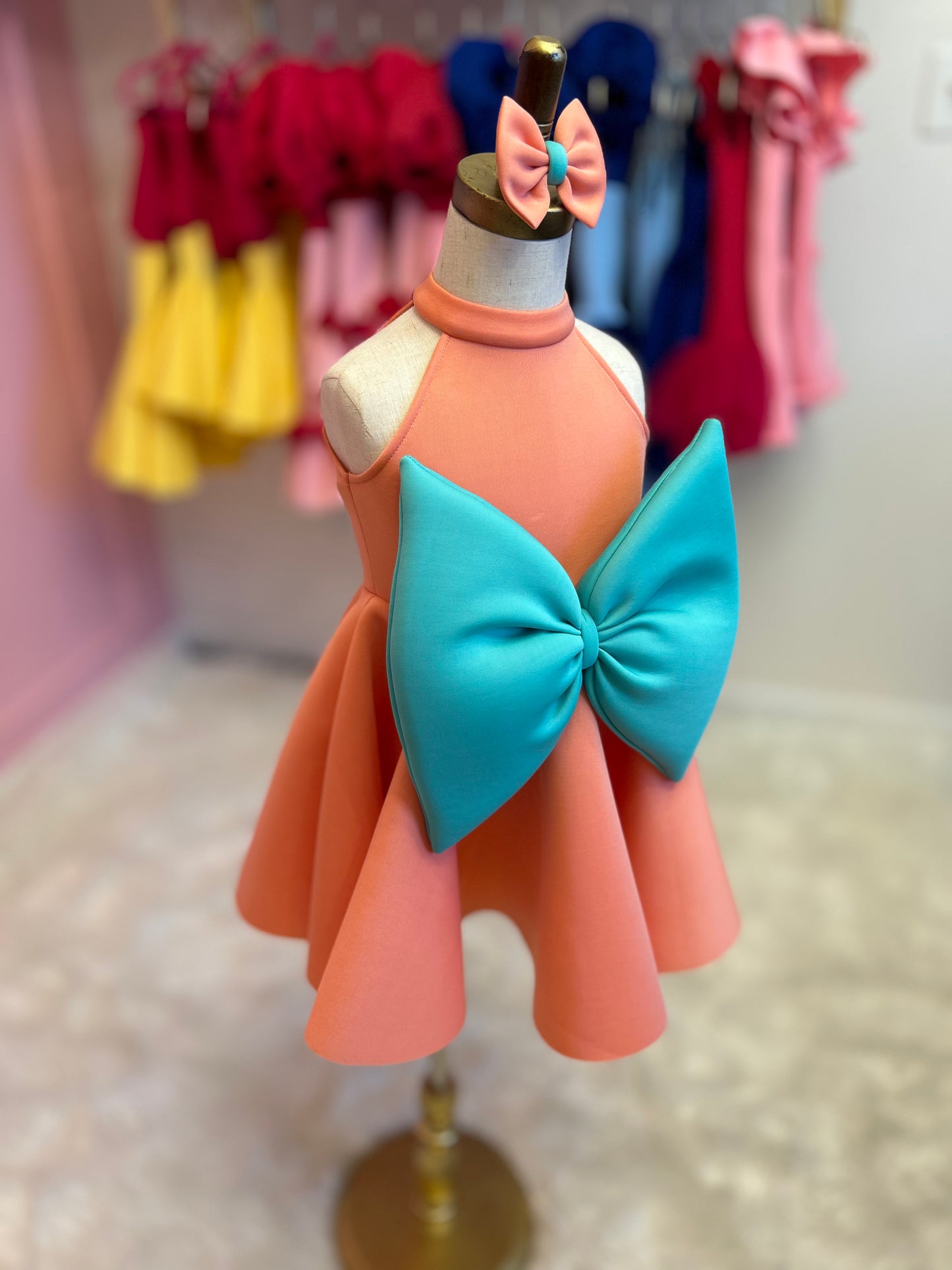 Sweet Bow Peach and Mint Green