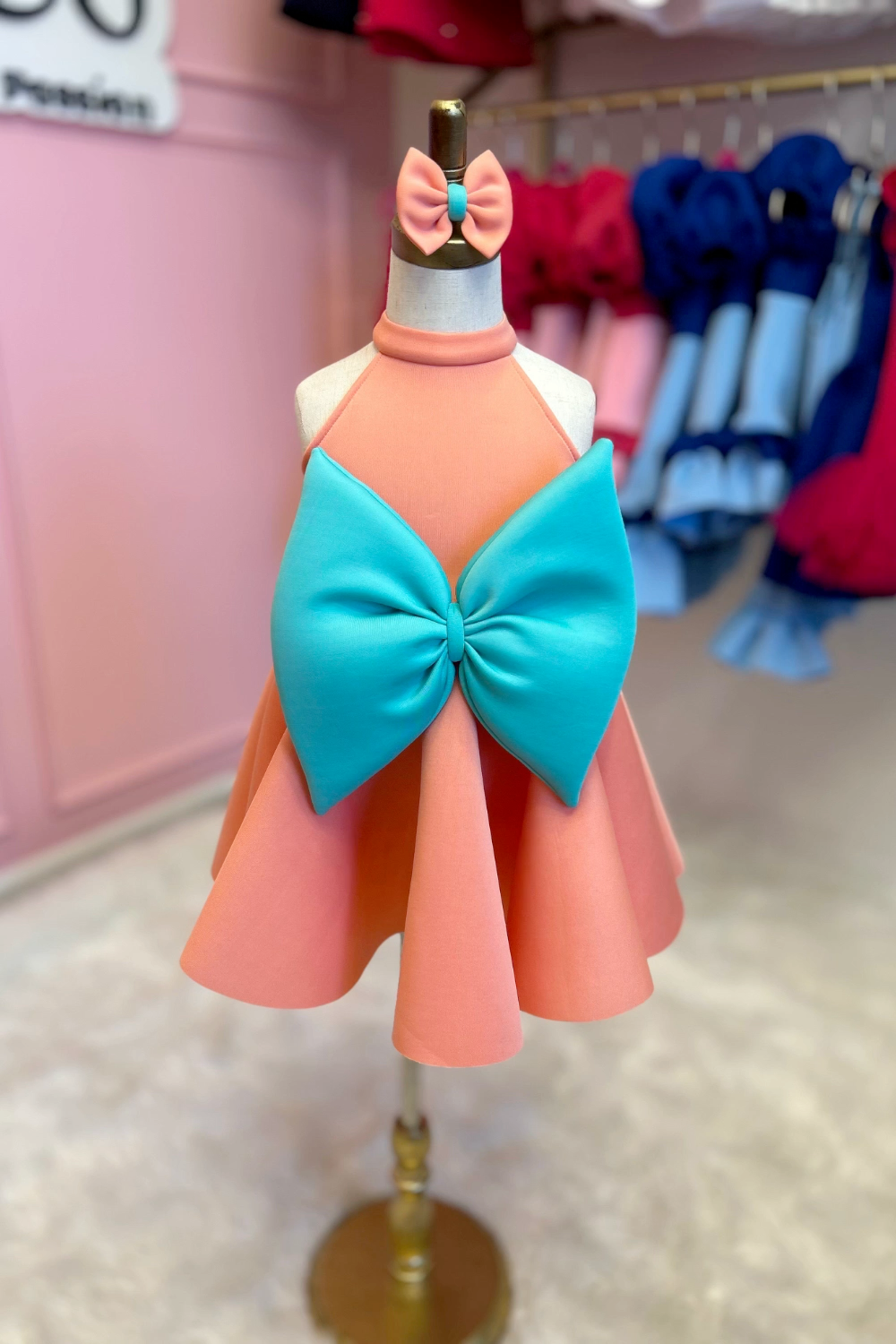 "PRE -ORDER" Sweet Bow Peach and Mint Green  Size 6-10