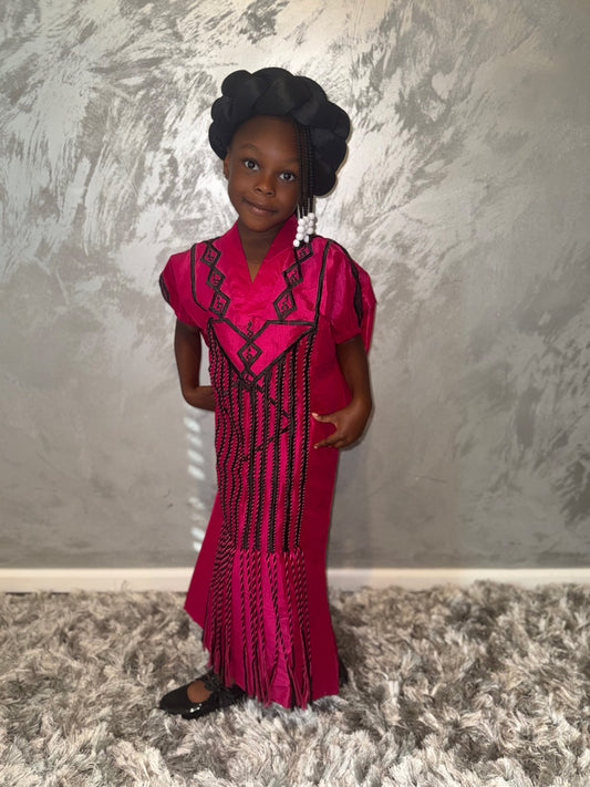 Children's Aztec Kaftan in Fuchsia