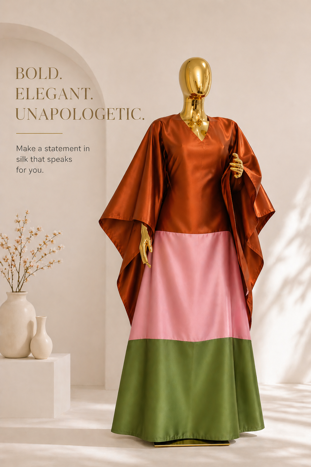 Zaria color-block Mikado Kaftan Dress
