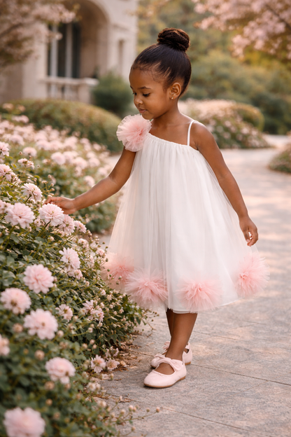 🌸 The Blush Petal Dress- White