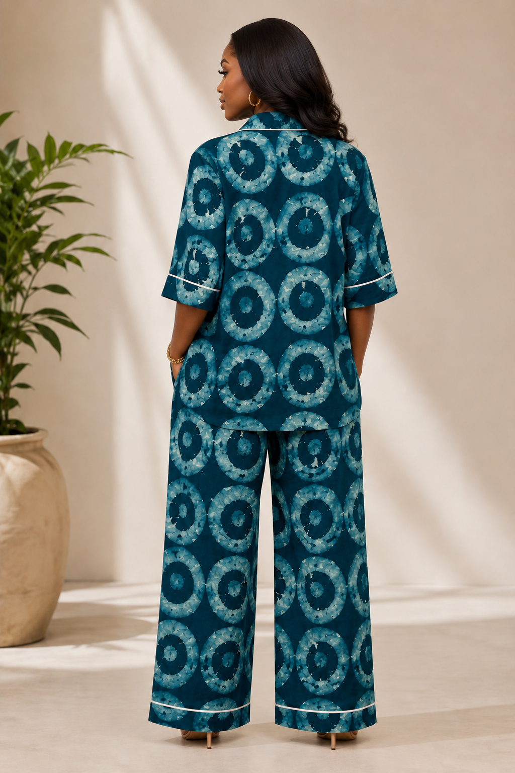Women’s Teal Blue Adire Two-Piece Set
