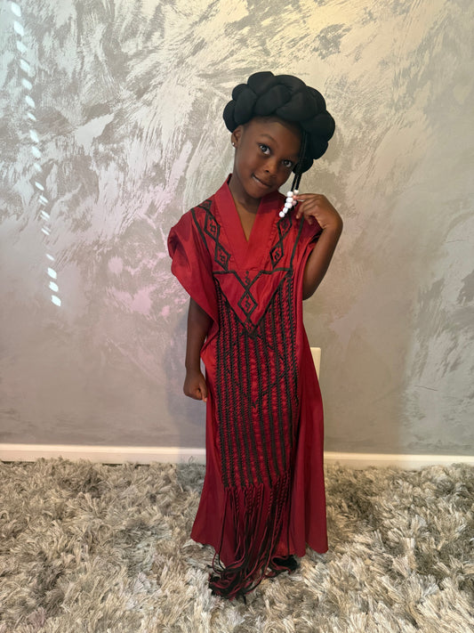 Children's Aztec Kaftan in Maroon