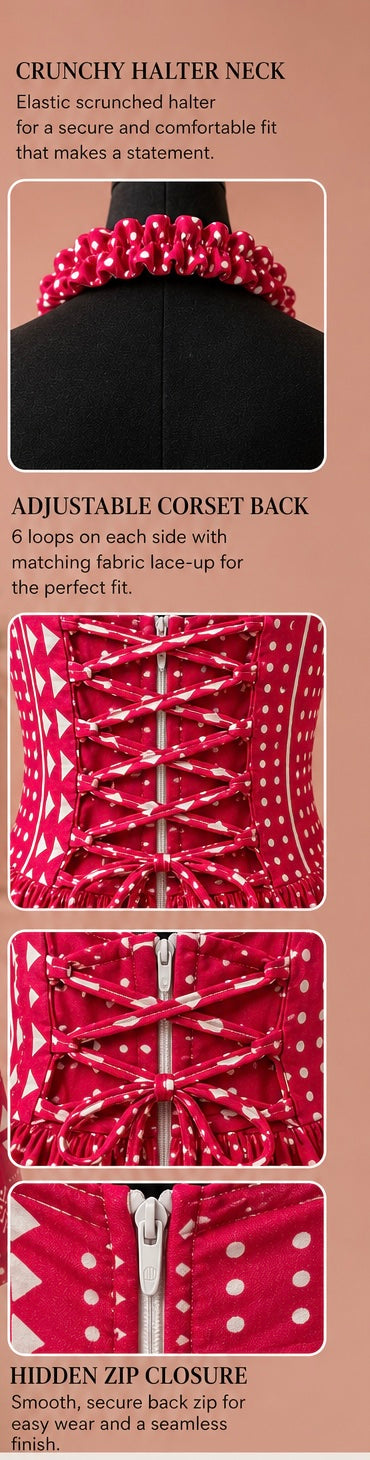 Zuri Fuchsia and White Dress – Women’s Ankara Midi Dress