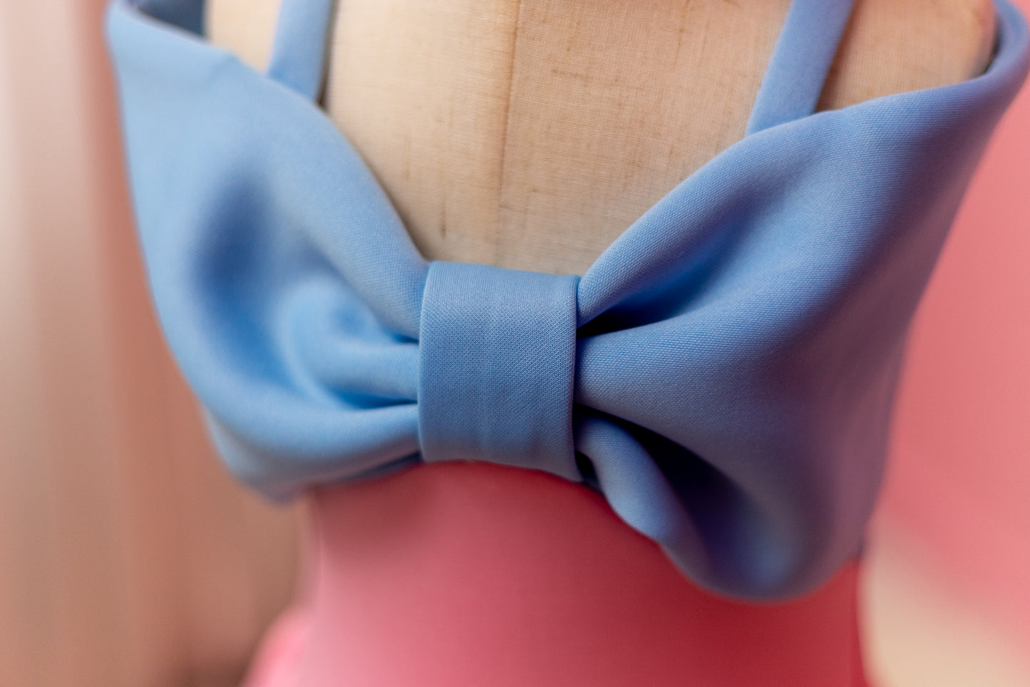 Pink and Baby Blue Big Bow Girl Twirl Dress