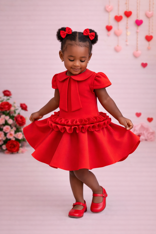 Holiday Cutesy Dress | Luxury Red Toddler Dress — Little Miss Valentine Edit