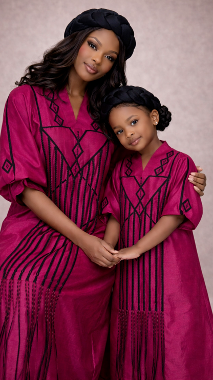 Children's Aztec Kaftan in Fuchsia