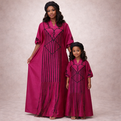 Children's Aztec Kaftan in Fuchsia