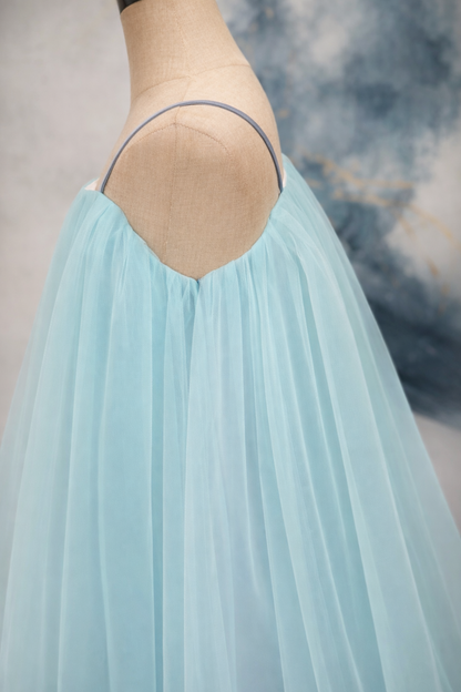 🌸 The Blush Petal Dress – Sky Blue
