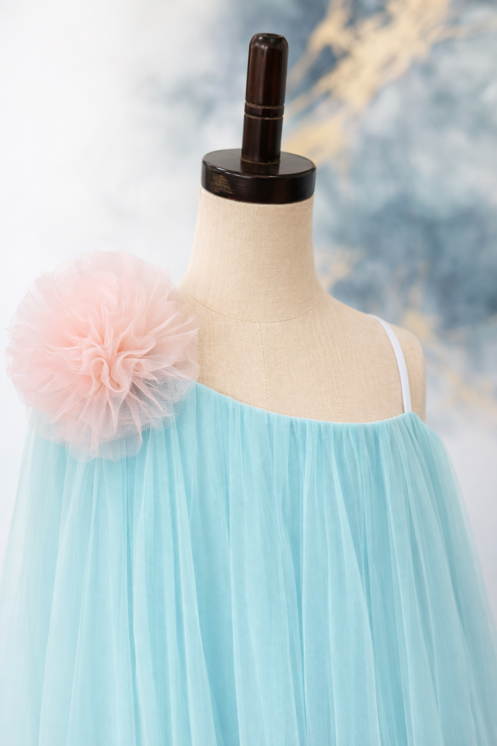 🌸 The Blush Petal Dress – Sky Blue