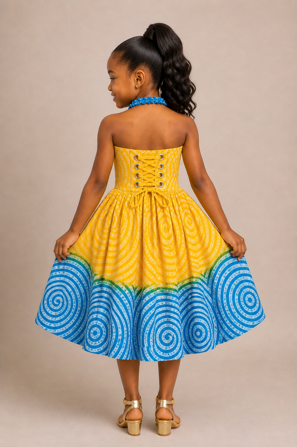 Zuri Kids Yellow and Turquoise Dress –  Ankara Dress for Girls