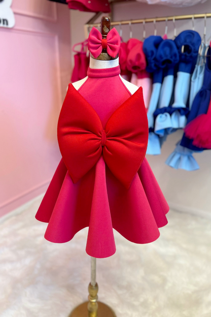 Sweet Bow Red and Fuchsia Pink