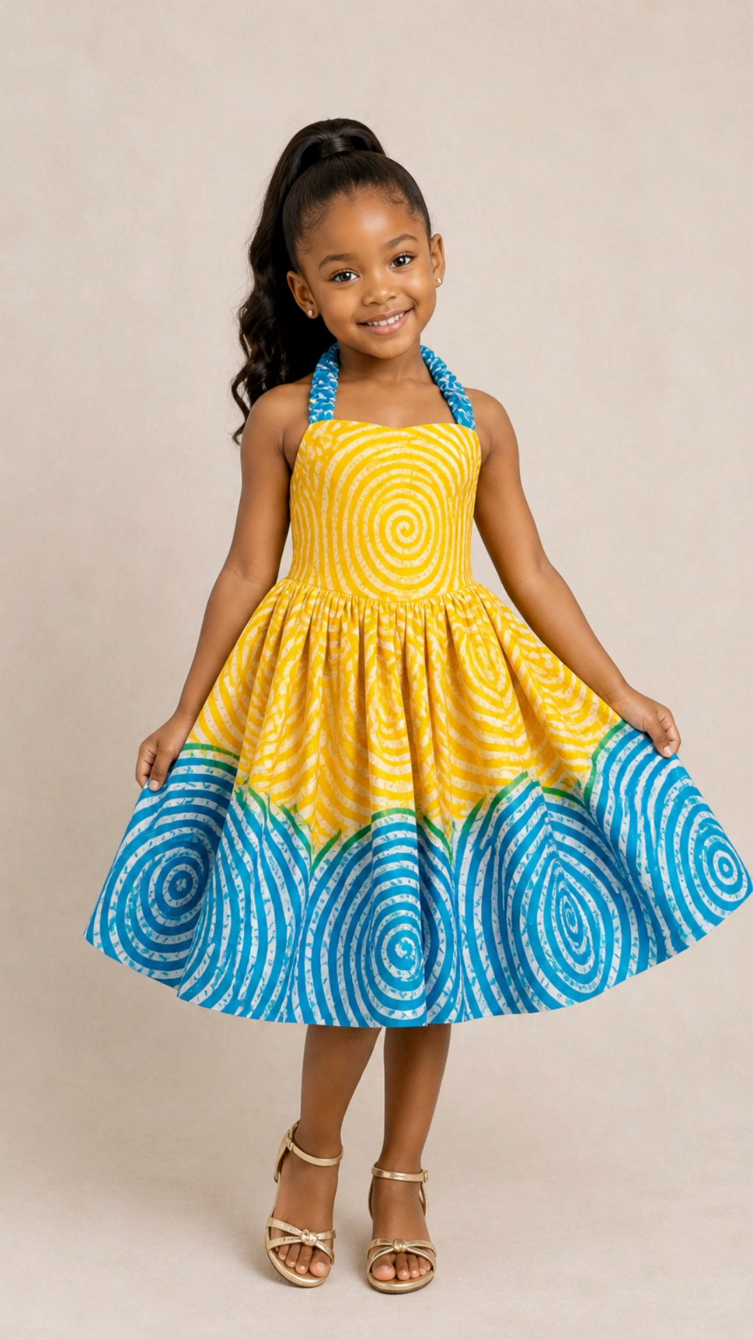 Zuri Kids Yellow and Turquoise Dress –  Ankara Dress for Girls