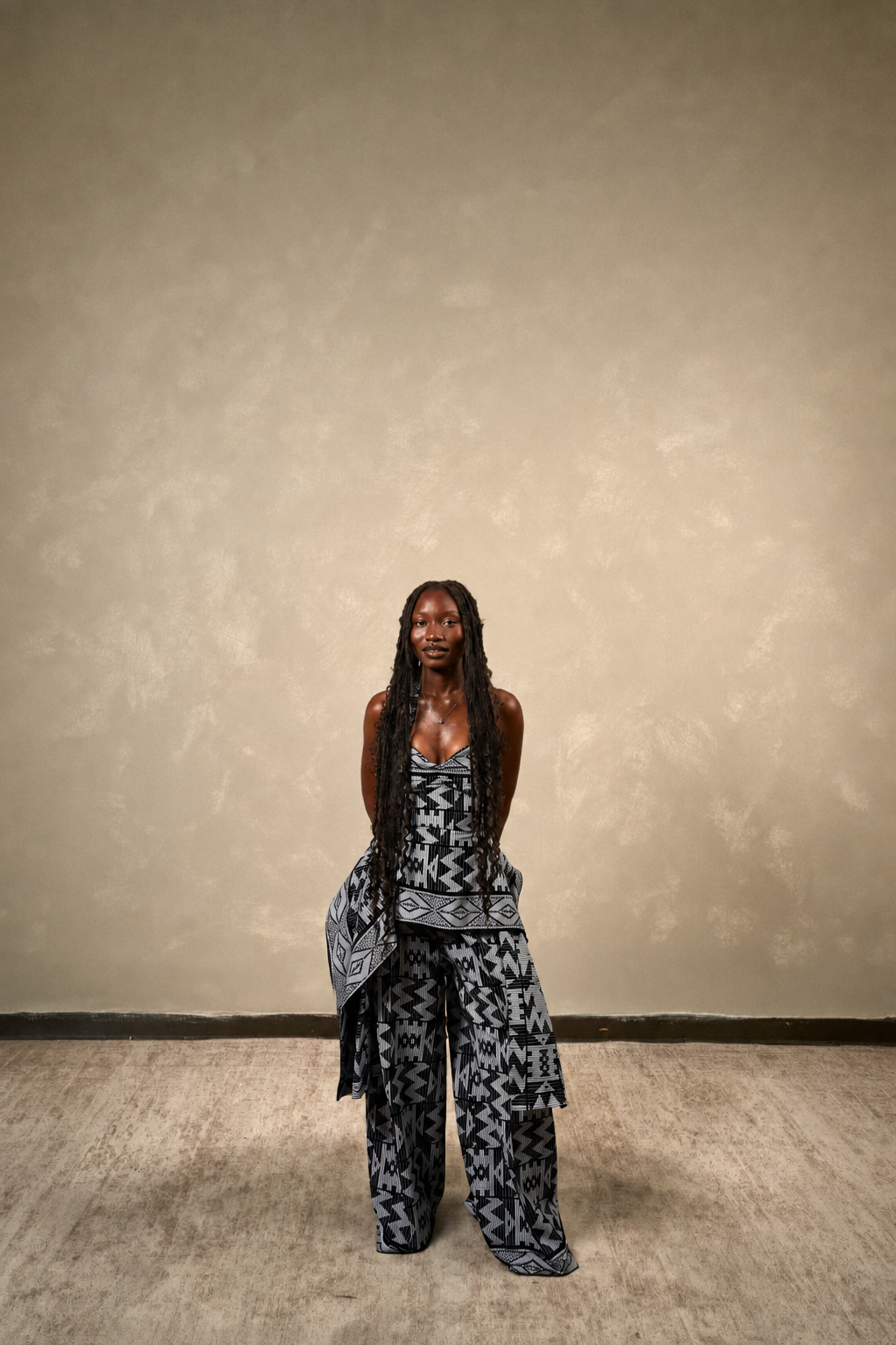 Women’s Àṣà Black & White African Print Corset Top