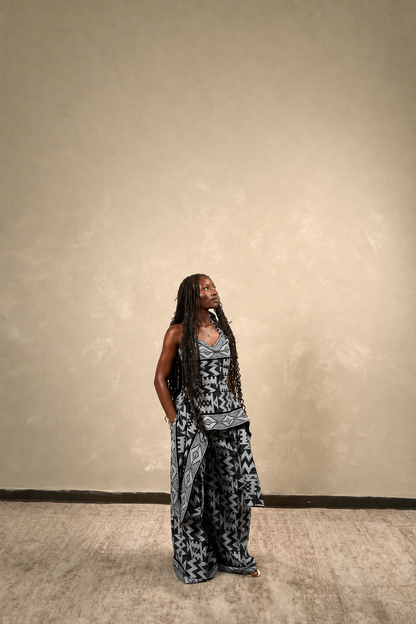 Women’s Àṣà Black & White African Print Corset Top