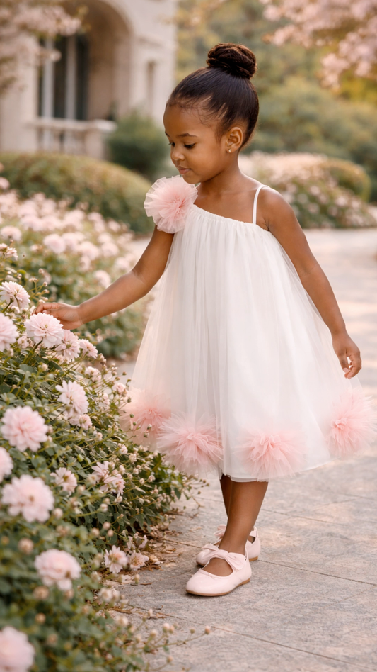 🌸 The Blush Petal Dress- White