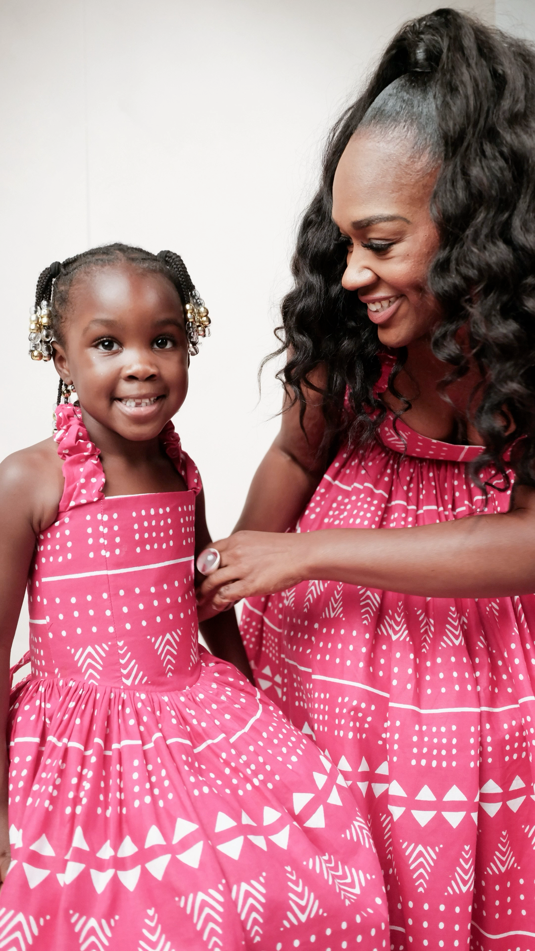 Girls’ Zuri Fuchsia & White Ankara Dress