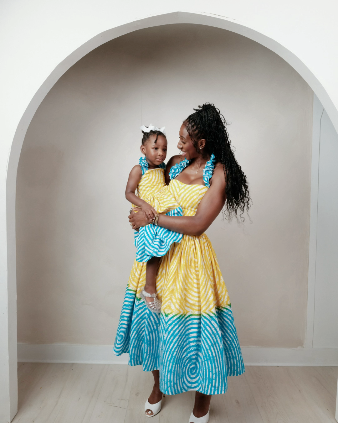 Women’s Zuri Yellow & Turquoise Ankara Midi Dress