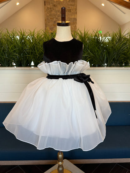 PRE-ORDER The Snow Belle Dress — Black & White Children’s Christmas Dress