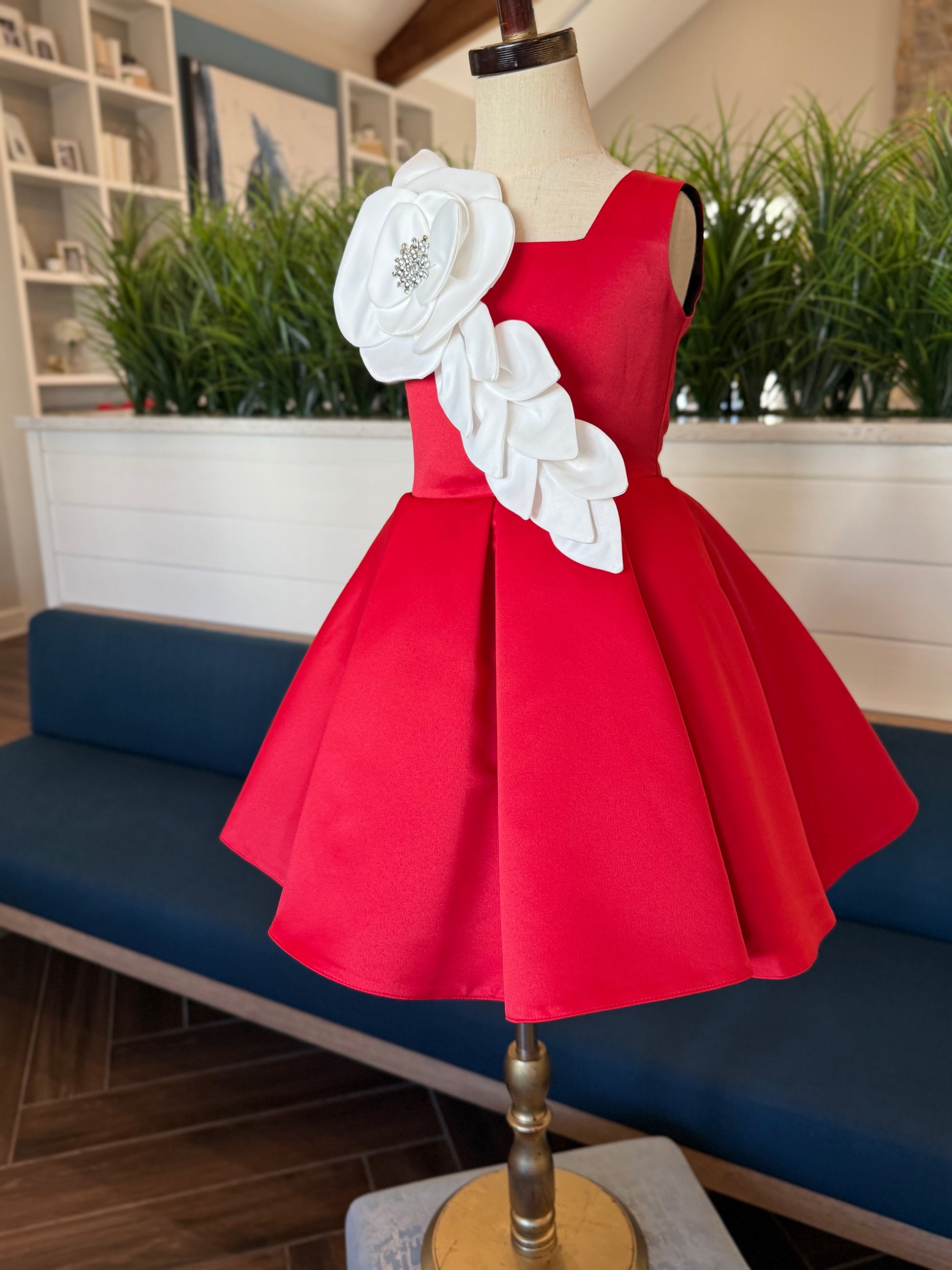 The Winter Rose Dress Children's Red Holiday Dress Tife&Co The Winter Rose Dress Children's Red Holiday Dress Tife&Co