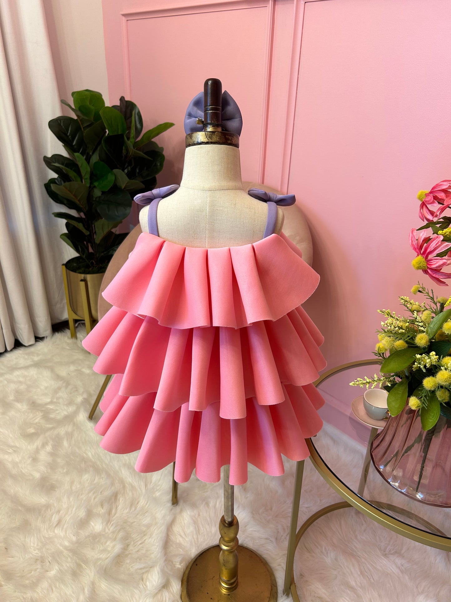 Pink and Lilliac Bow Pretty Pleated Dress