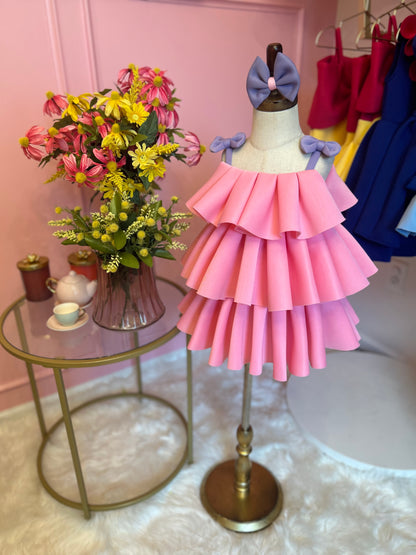 Pink and Lilliac Bow Pretty Pleated Dress