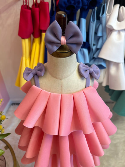 Pink and Lilliac Bow Pretty Pleated Dress