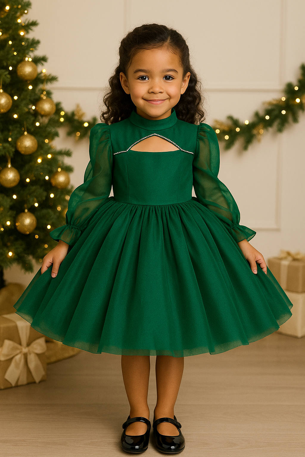 PRE-ORDER The Emerald Belle Dress — Emerald Green Children’s Christmas Dress
