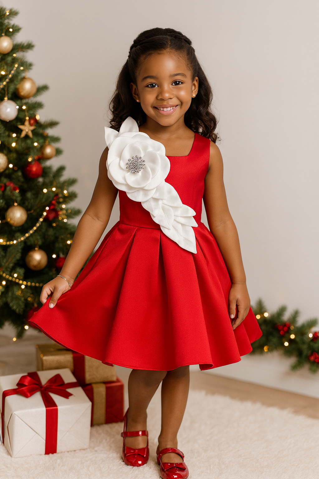 PRE-ORDER The Winter Rose Dress —  Children’s Red Holiday Dress