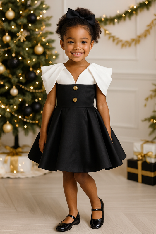 PRE-ORDER The Grace Royale Dress —Black & White  Children’s Christmas Dress